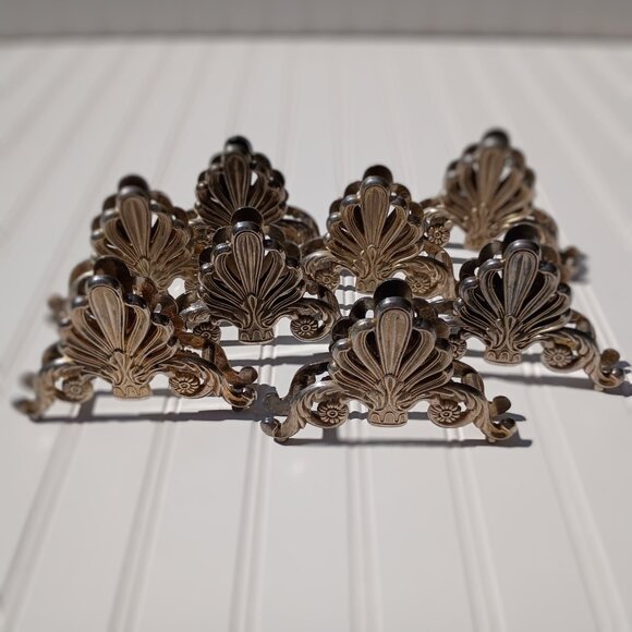 Silverplate Knife Rest SET OF 8 Silver Plated Neoclassical Fleur de Lis Vintage - Picture 9 of 11